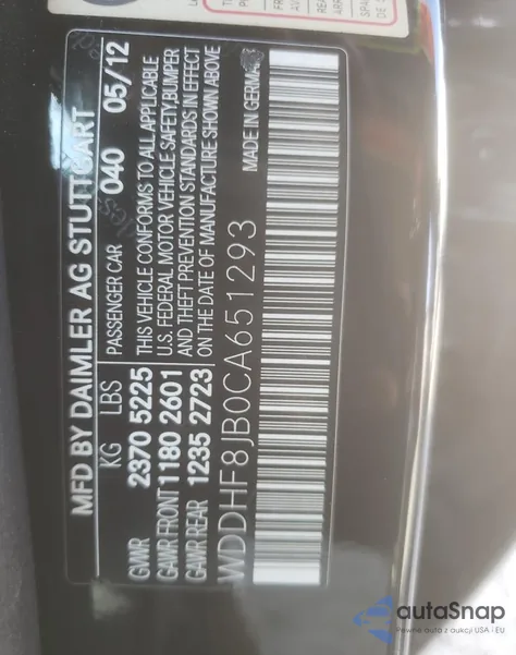 2012 Mercedes-Benz E 350 4Matic z USA, uszkodzony, nr VIN WDDHF8JB0CA651293